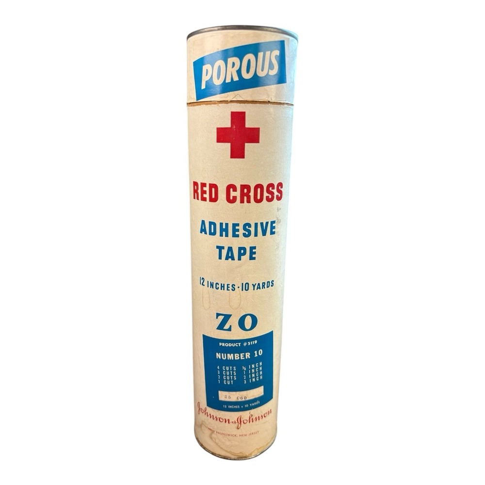 Rare Vintage J&J Red Cross Adhesive Tape‎ Canister #5119 No.10 Medical Tin